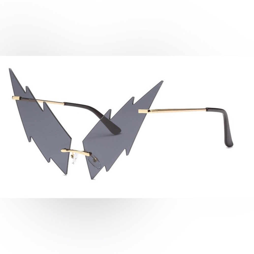 Rimless Lightning Bolt Sunglasses - Gray - Picture 2 of 2